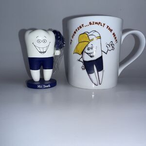 HAGER Mc Tooth Blue and White coffee Mug and clip Set gift dentist funny bundle